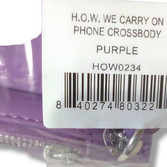 H.O.W. Purple Bag Silver Chain Shoulder Crossbody Zip Top Front Snap 3 Compartme - Picture 9 of 9